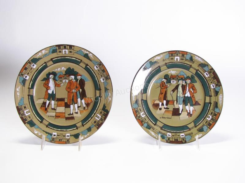 Appraisal: Two Buffalo Pottery Deldare Ware plates one scenic plate depicting