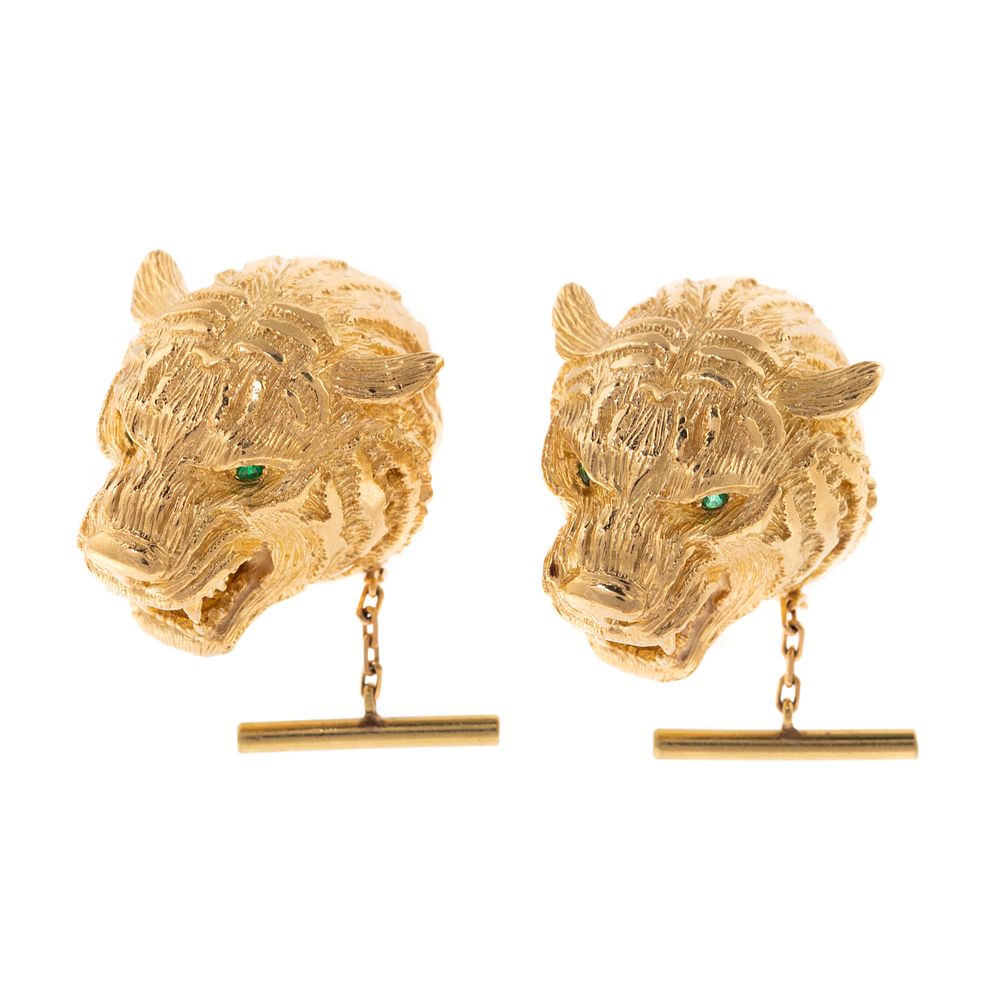 Appraisal: A Pair of K Tiger Cufflinks by Kurt Wayne c