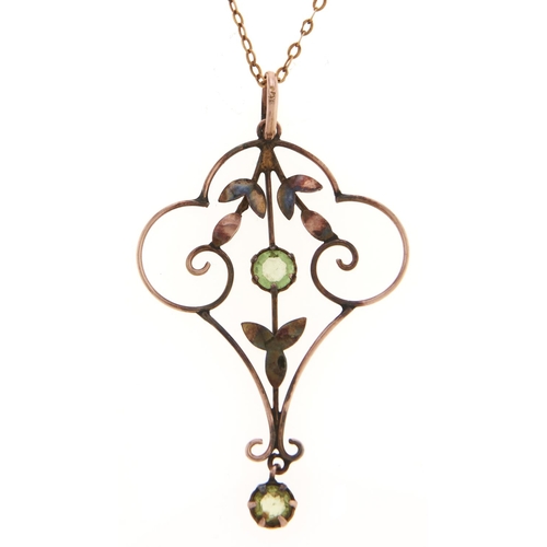 Appraisal: An Art Nouveau gem set gold openwork pendant c umarked