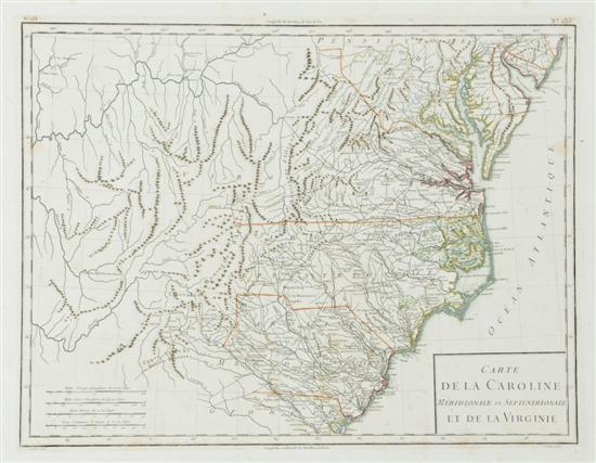 Appraisal: United States Virginia Carolinas double-page engraved maps Carte De La