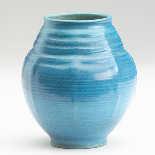 Appraisal: MARBLEHEAD Ribbed and ridged vase by Arthur Baggs covered in