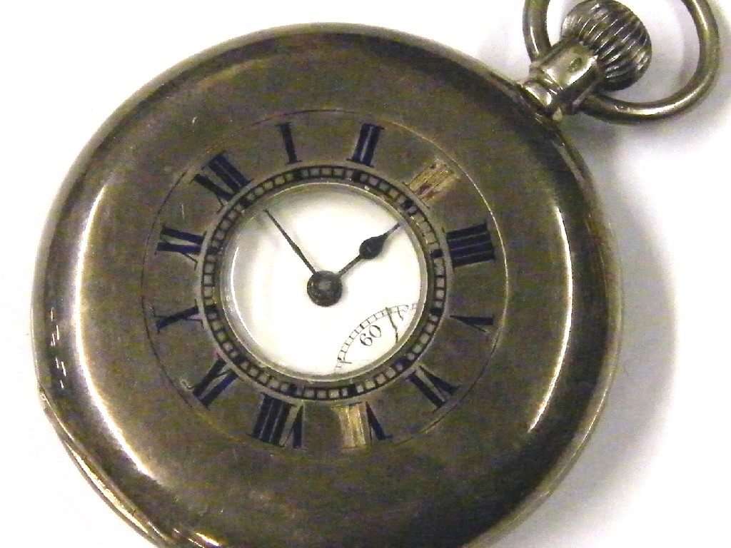 Appraisal: Swiss silver lever half hunter pocket watch import mark for