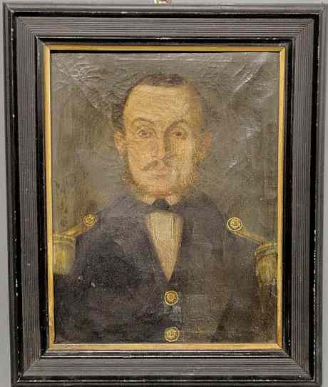 Appraisal: Oil on canvas Civil War portrait of an officer with