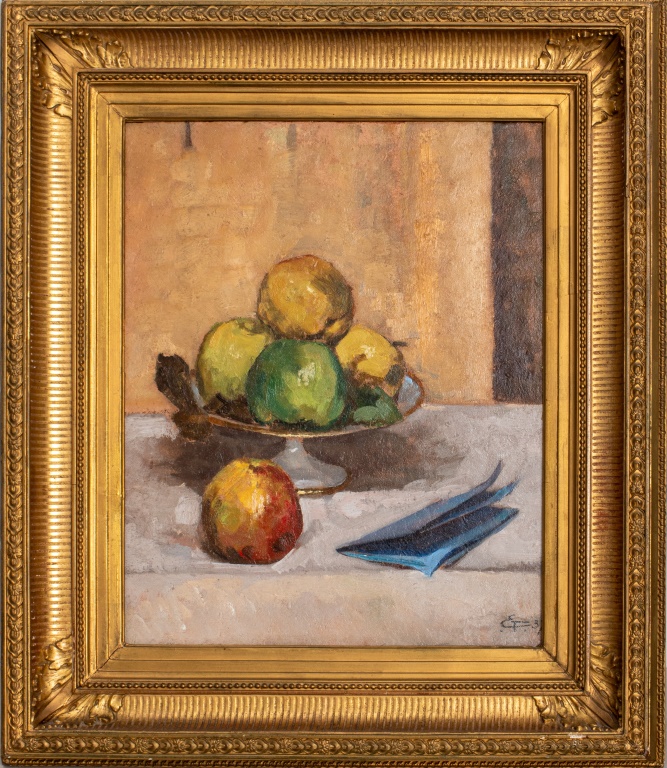 Appraisal: FRENCH SCHOOL DOUBLE-SIDED STILL LIFE OIL ON PANEL French School