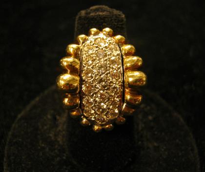 Appraisal: karat yellow gold and diamond ringNineteen round cut diamonds approximately