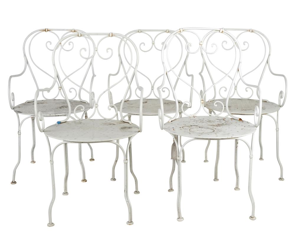 Appraisal: SET OF TEN WHITE-PAINTED IRON PATIO ARMCHAIRSCondition dirt accumulation and