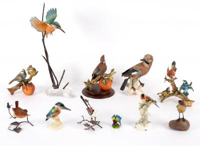 Appraisal: Various Edoardo Tasca biscuit glazed figures of birds and other