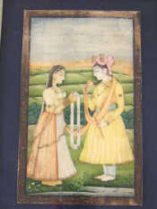 Appraisal: Indian Miniature possibly on ivory panel 'Lady Presenting a Garland'