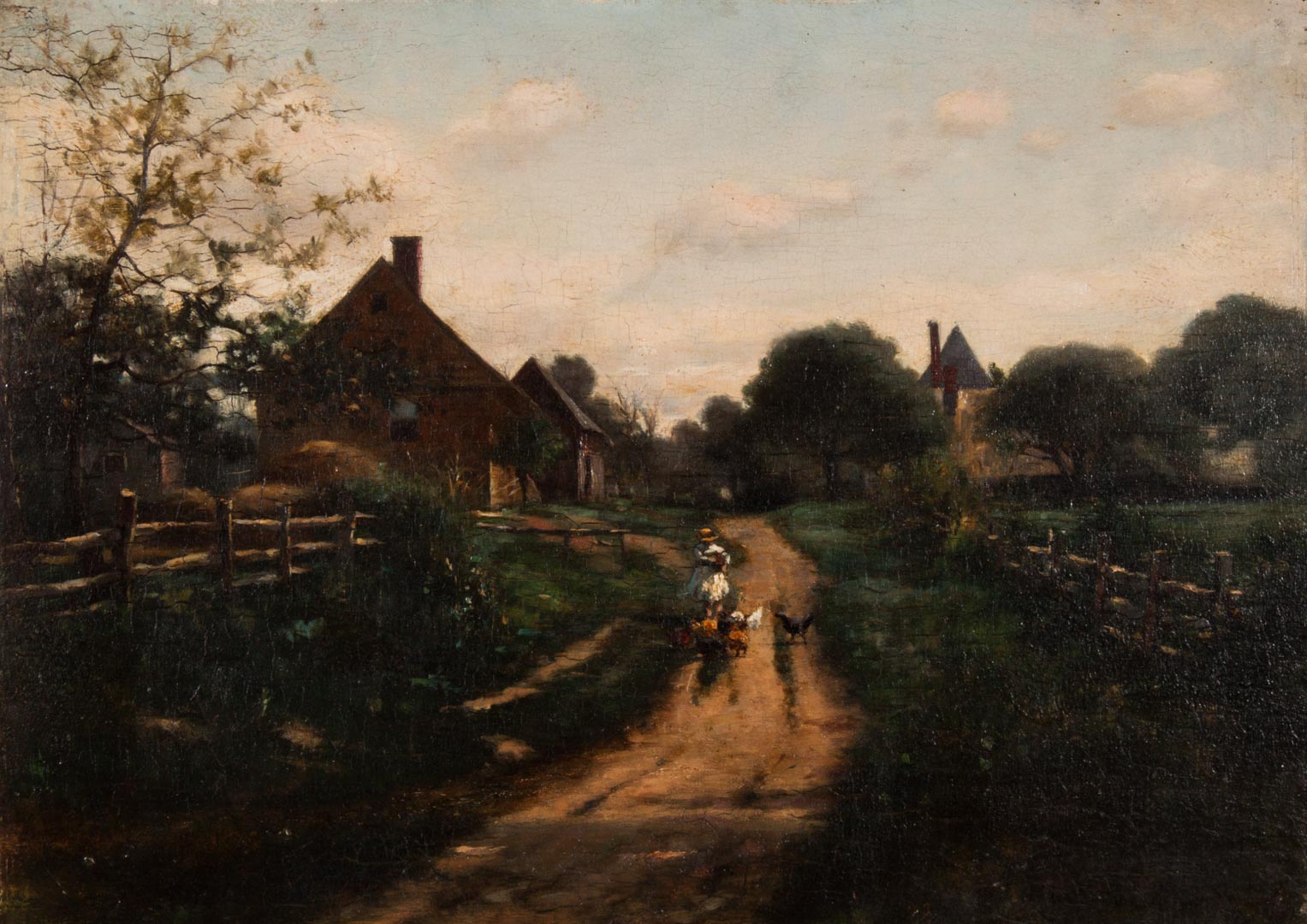 Appraisal: Barbizon School th c The Village Path oil Oil on