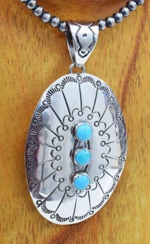 Appraisal: Native American sterling silver pendant C Chama Santo Domingo Pueblo