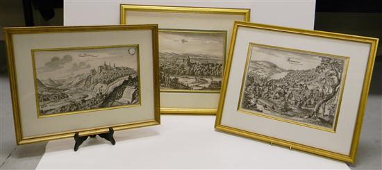 Appraisal: Three Continental engravings birdseye views of towns possibly th C