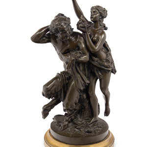 Appraisal: After Claude Michel Clodion th Century Satyr and Bacchante bronze