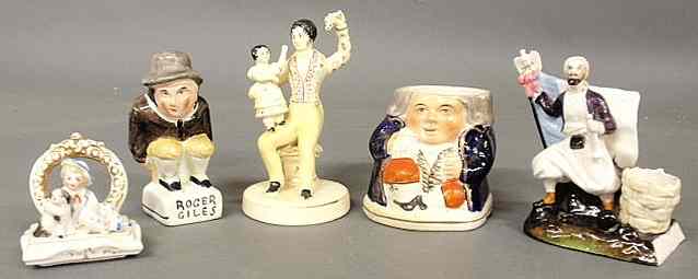 Appraisal: Five pieces of porcelain incl a th c Staffordshire figure