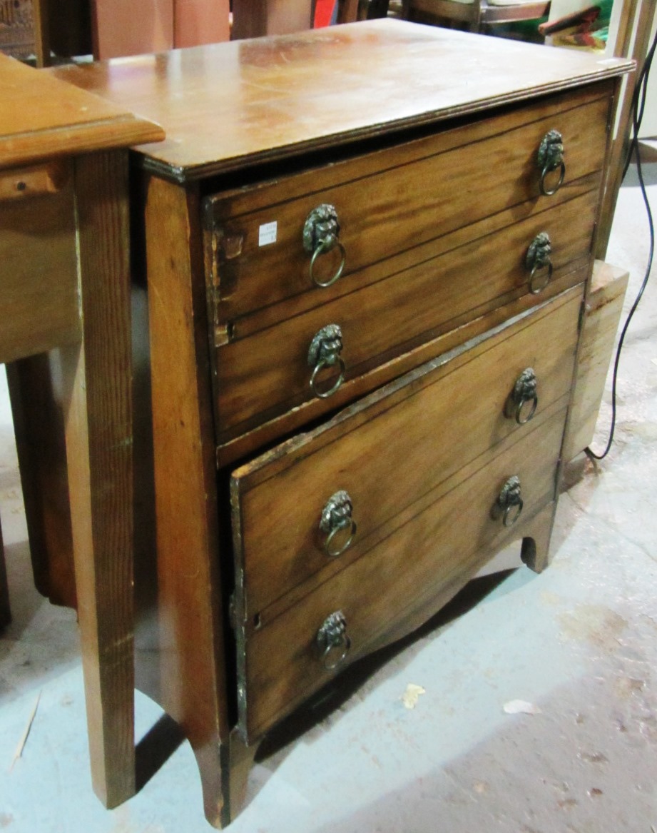 Appraisal: A th century mahogany converted commode with four faux drawer