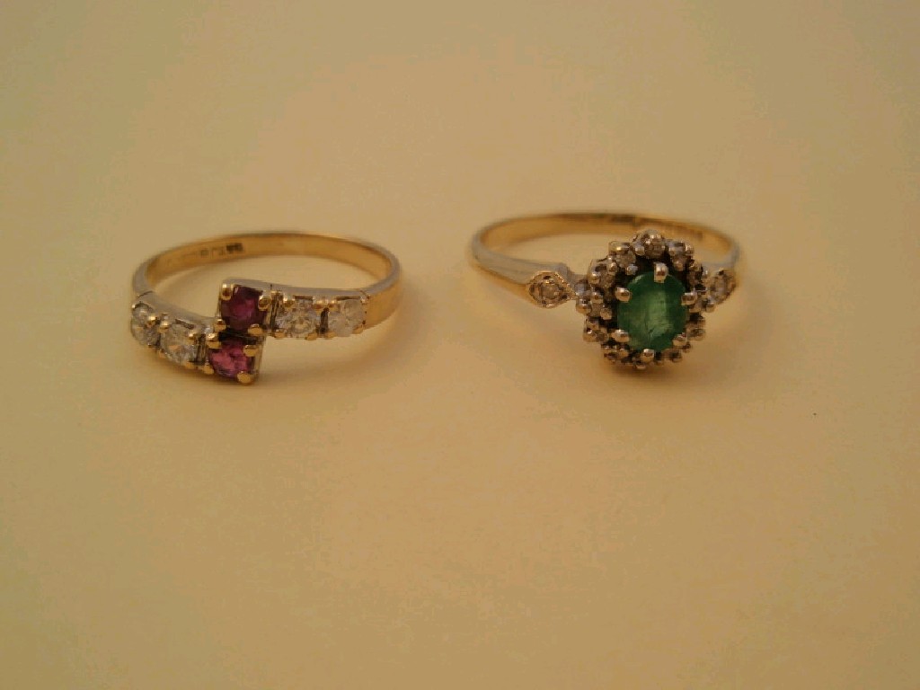 Appraisal: Two ct gold dress rings one an emerald and diameter