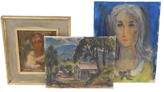 Appraisal: Marion Huse American - three works on board Woman in