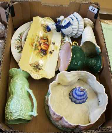 Appraisal: Tray of Mixed Giftware including Sylvac Vases Collector Plates Aynsley