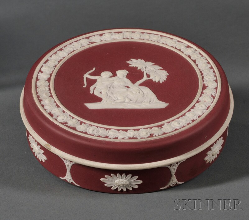 Appraisal: Wedgwood Crimson Jasper Dip Box and Cover England c circular