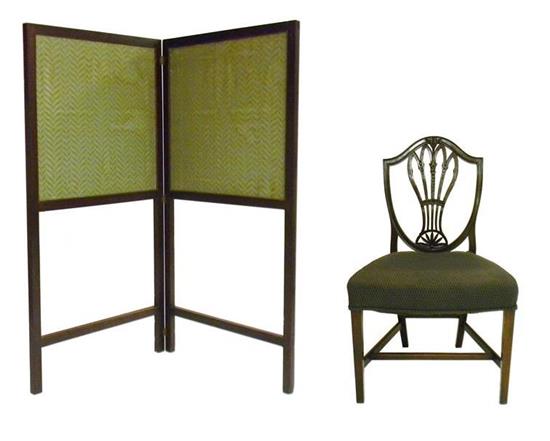 Appraisal: Two pieces of furniture chair and dressing screen Georgian style