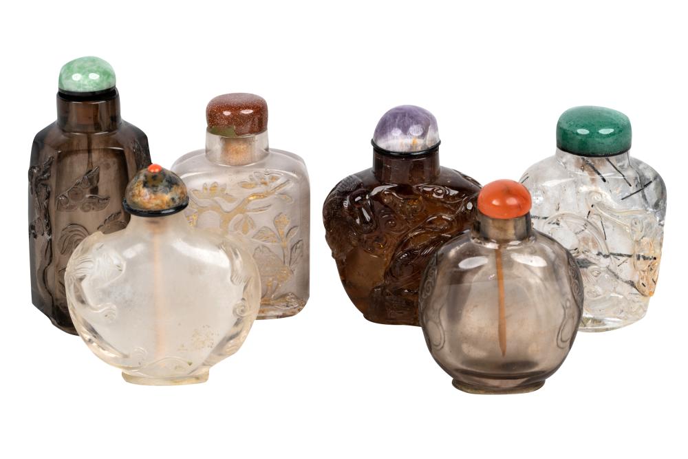 Appraisal: SIX CRYSTAL QUARTZ SNUFF BOTTLESProvenance The Estate of Dr Leon