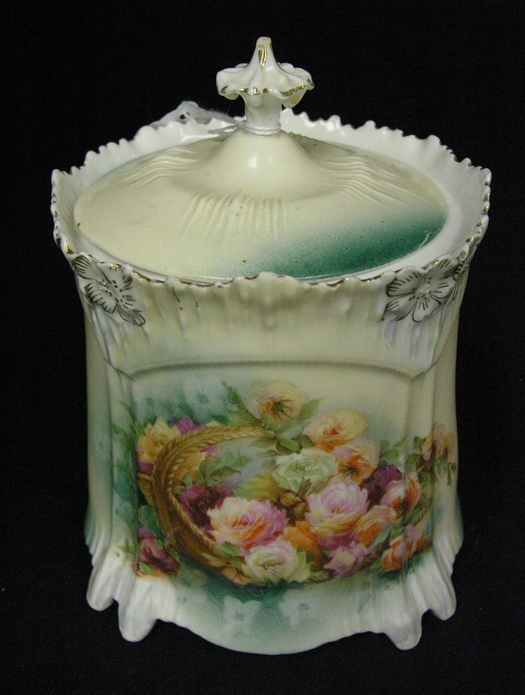 Appraisal: R S PRUSSIA BISCUIT JAR Condition by rim chip to