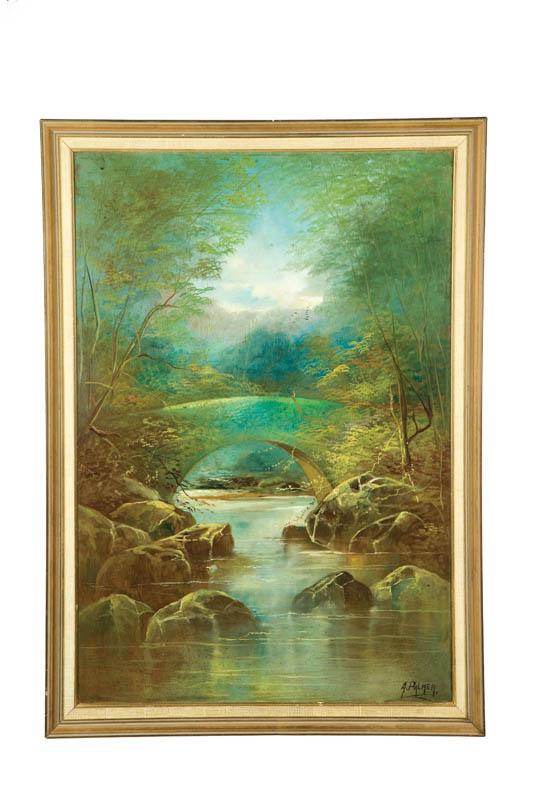 Appraisal: LANDSCAPE BY A PALMER Oil on artist board signed lower