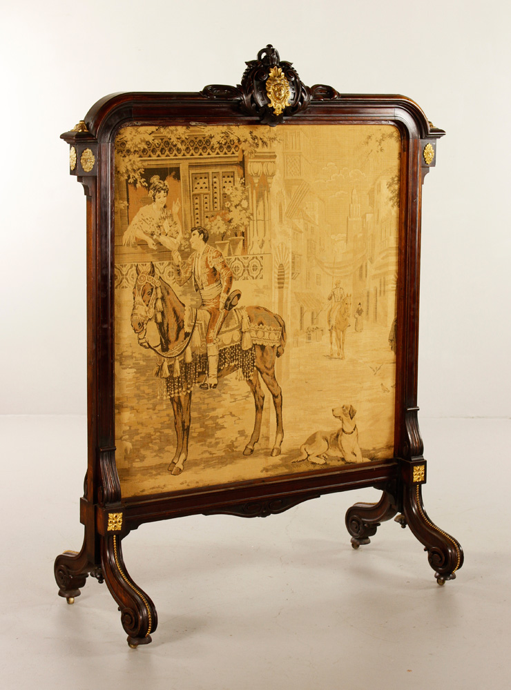 Appraisal: - Late th C Renaissance Revival Fire Screen Late th