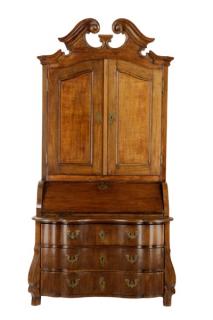 Appraisal: Dutch Baroque Style Oak Slant Front Secretary Continental th century