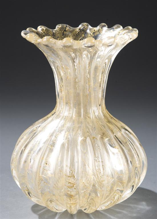 Appraisal: Formia Murano glass vase Clear glass with inlaid gold flecks