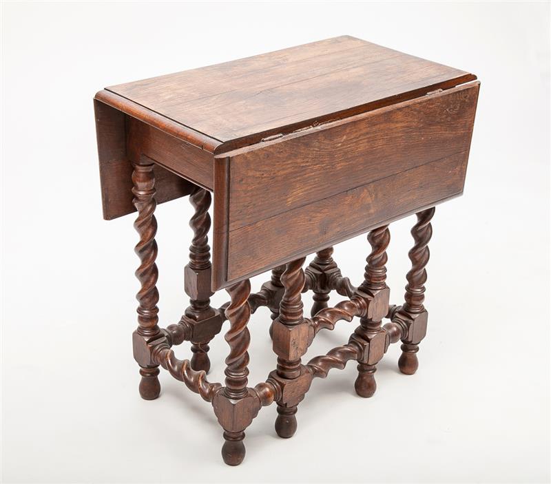 Appraisal: William and Mary Style Diminutive Oak Gate-Leg Table x x