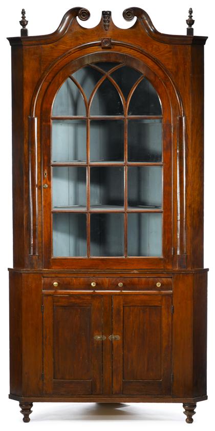 Appraisal: Walnut corner cupboard first quarter th century