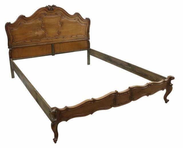 Appraisal: Louis XV style walnut bed th c carved crest over