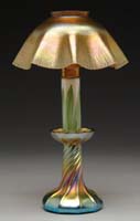 Appraisal: TIFFANY CANDLE LAMP Nice gold Favrile electric candle lamp has