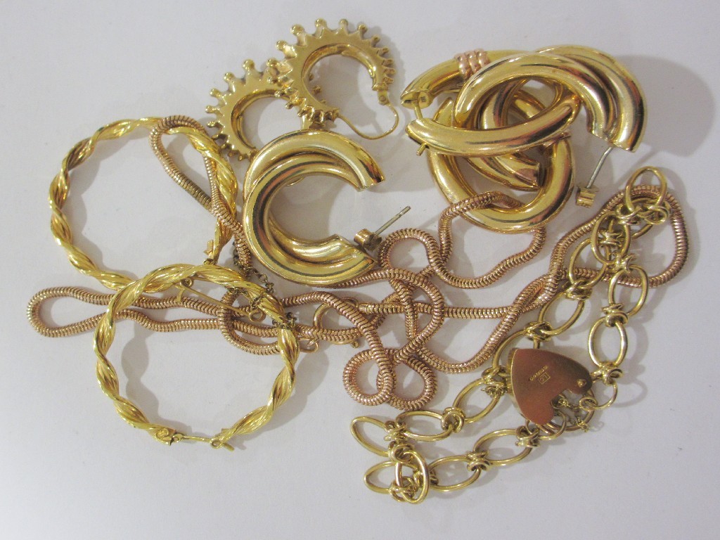 Appraisal: Lot of ct gold to include earrings neck chain and