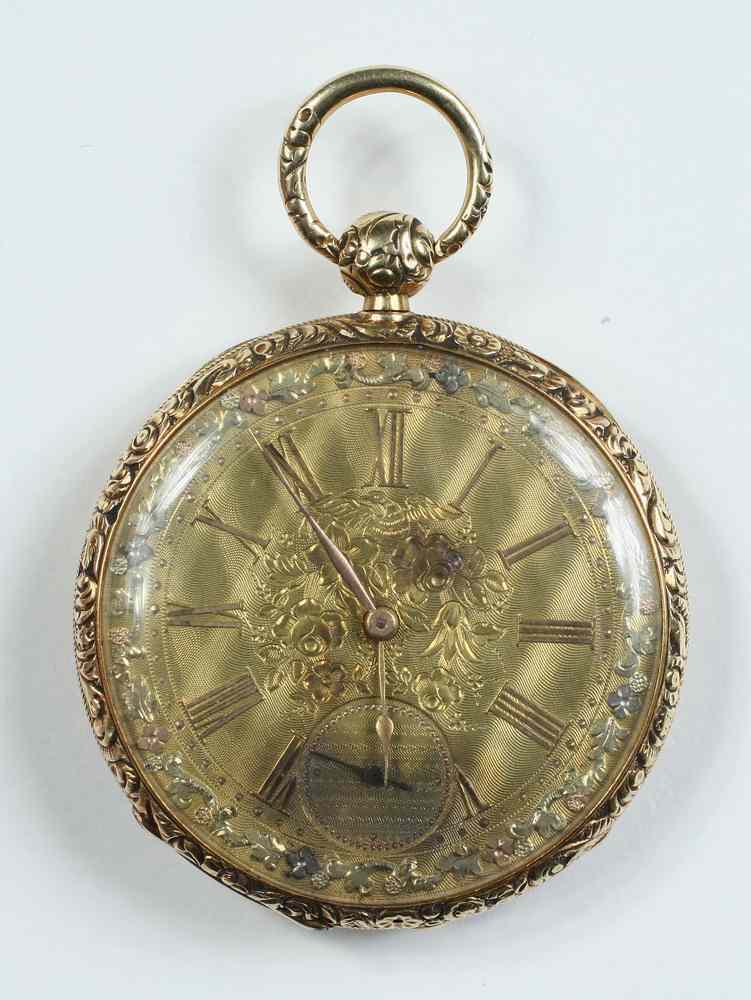 Appraisal: GENT'S POCKET WATCH - Fancy engraved K yellow gold open