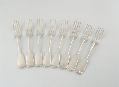 Appraisal: A matched set of eight Victorian provincial silver Fiddle pattern