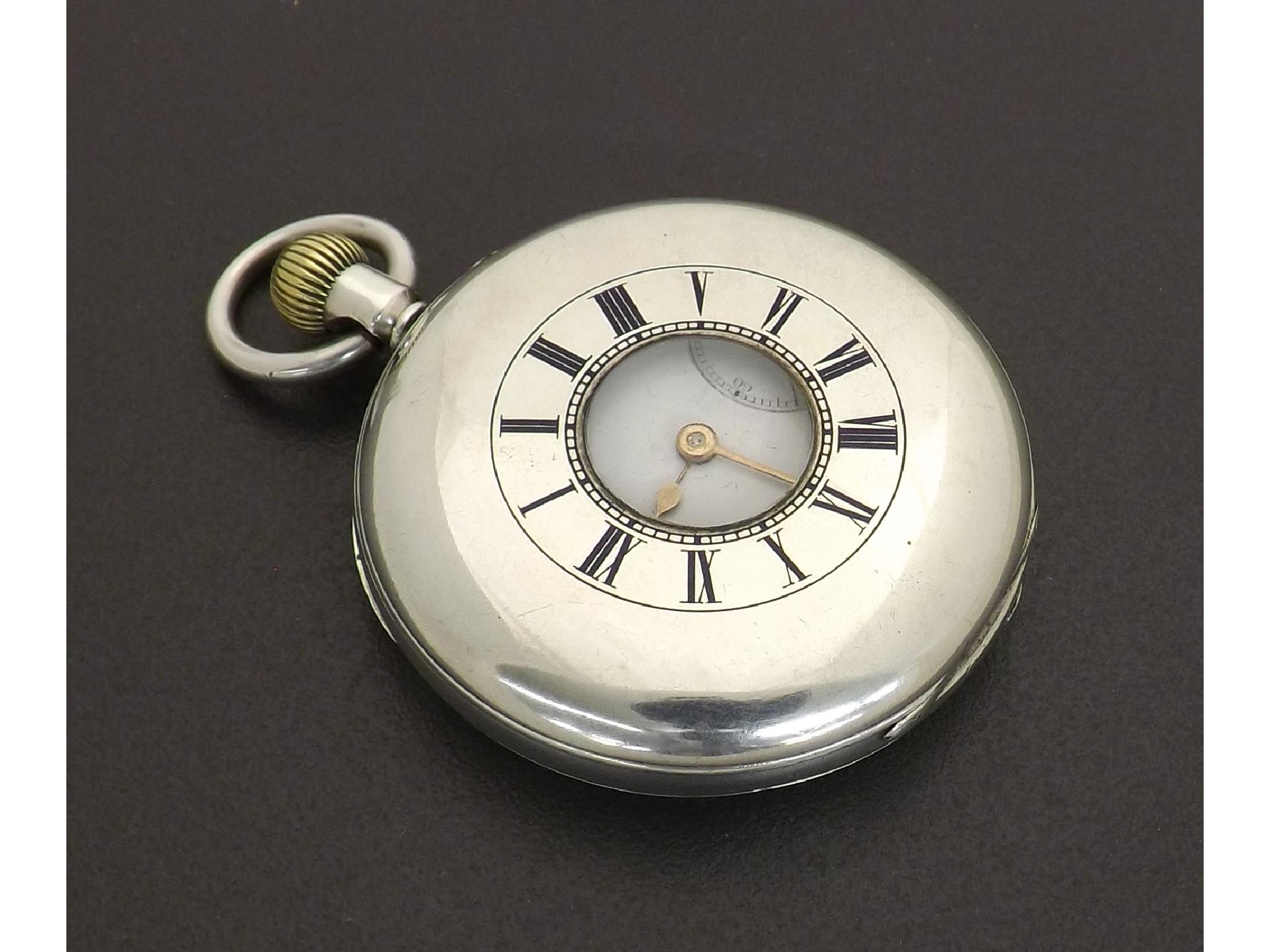 Appraisal: Silver lever half hunter pocket watch Birmingham unsigned three-quarter plate