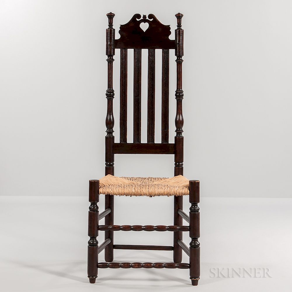 Appraisal: Bannister-back Heart and Crown Side Chair Bannister-back Heart and Crown