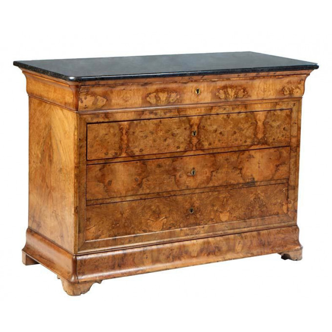 Appraisal: French Provincial Louis Philippe Carved Walnut Marble Top Commode th