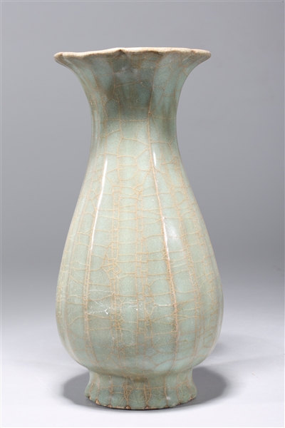 Appraisal: Chinese celadon crackle glazed vase with fluted design to body