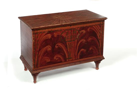 Appraisal: DECORATED BLANKET CHEST Attributed to the shop of John Beistel