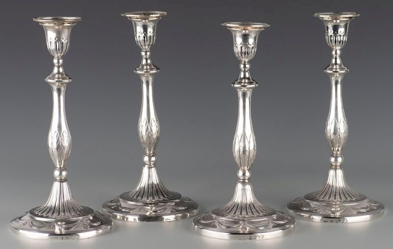 Appraisal: George III Sterling Candlesticks Set of four George III Neoclassical