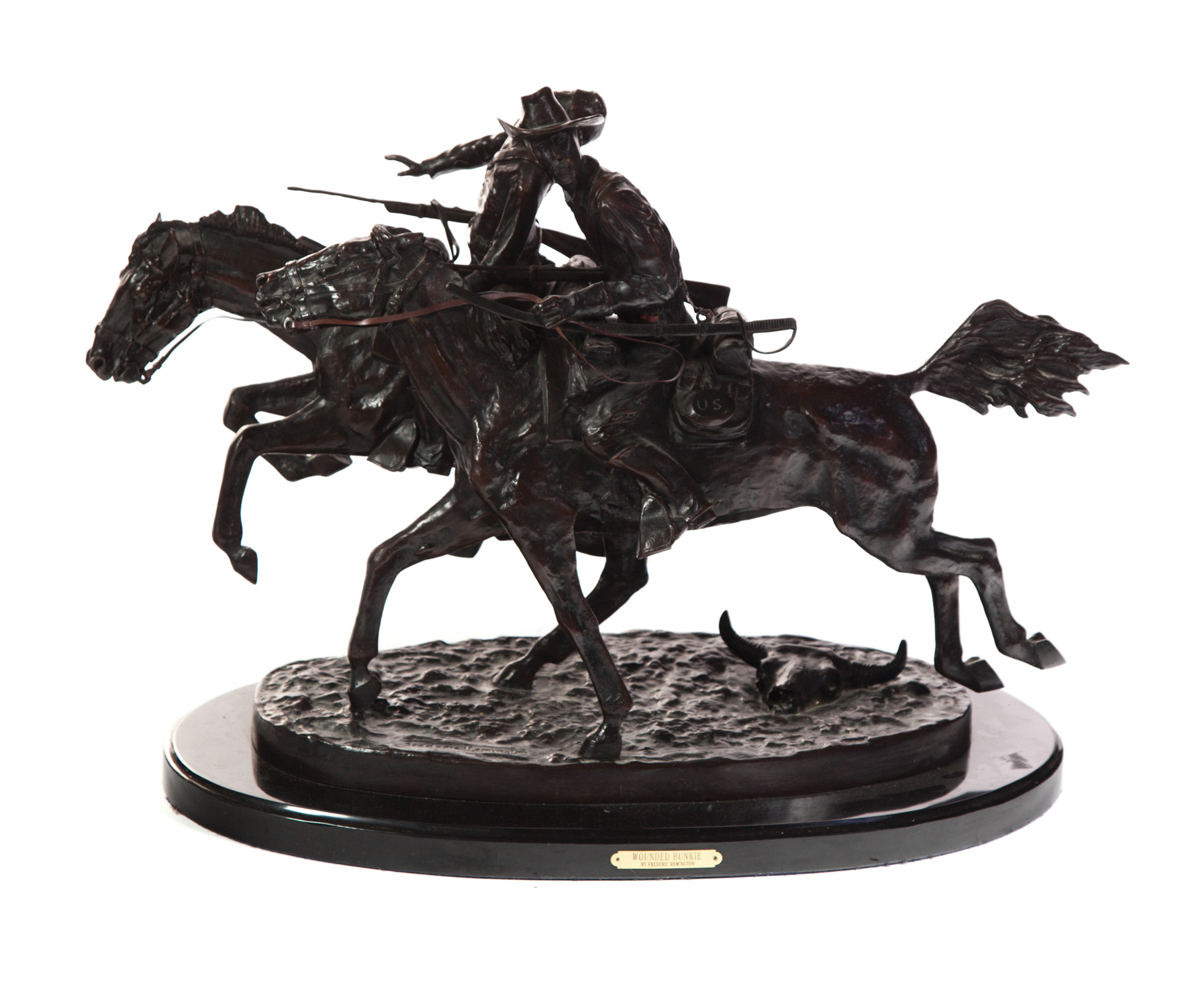 Appraisal: WOUNDED BUNKIE AFTER FREDERIC REMINGTON AMERICAN - Cast bronze signed