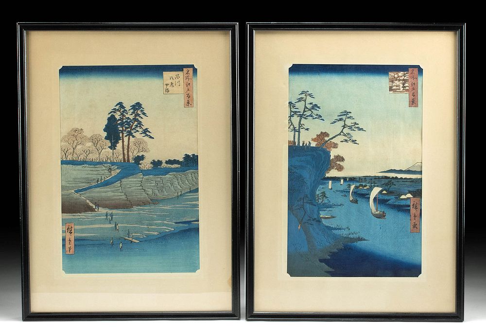 Appraisal: Pair of th C Japanese Hiroshige Woodblocks Utagawa or Ando