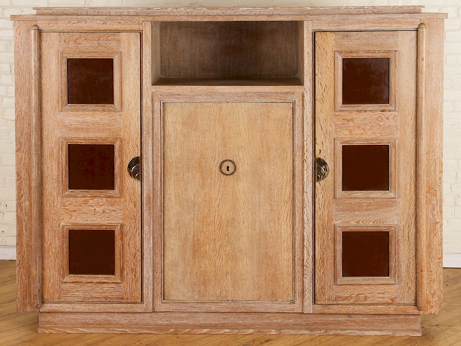 Appraisal: FRENCH CERUSED OAK CABINET ATTR JACQUES ADNET A French cerused