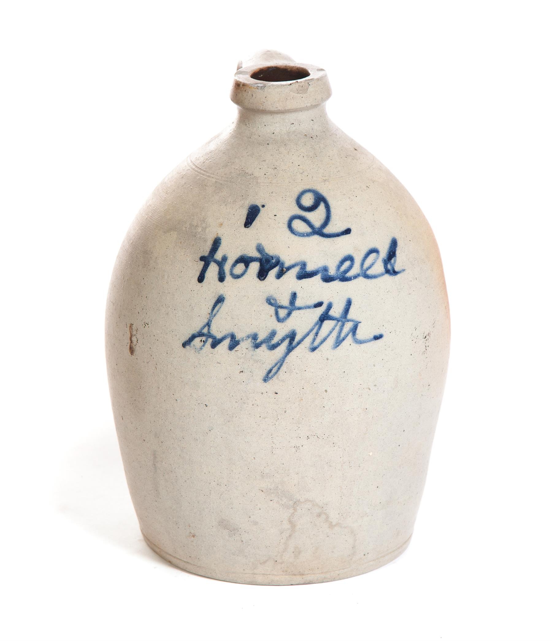 Appraisal: OHIO STONEWARE JUG Ca s- s Cobalt script Hormell Smyth