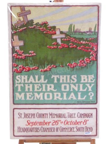 Appraisal: U S WW I Memorial Poster Shall this be their