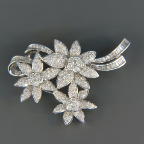 Appraisal: Diamond Brooch diamonds totaling carats baguette round cuts high grade