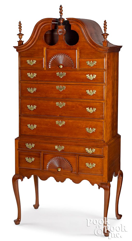 Appraisal: New England Queen Anne bonnet top high chest New England