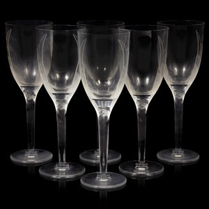 Appraisal: Six Lalique Angel Wing Champagne Flutes Second Half th Century